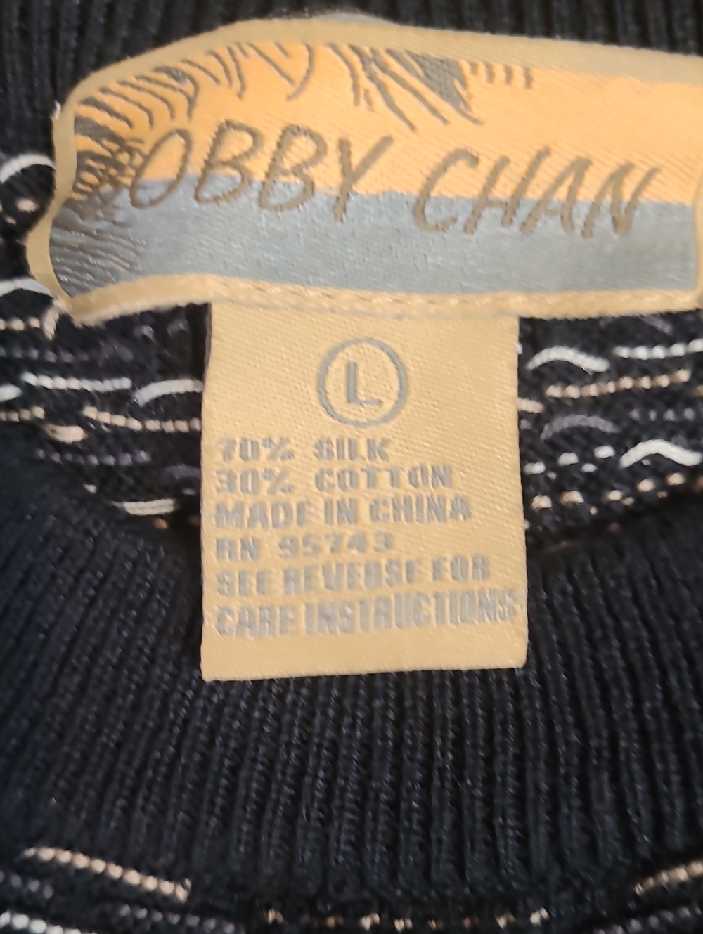 Bobby Chan Silk Cotton Men's Black & Gray Crewneck Sweater Size Large - Picture 3 of 8